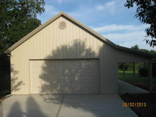 6/12 pitch post frame garage with broken gable