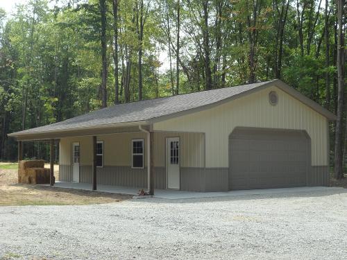 24'x48' Pole building with architectural shingles and porch 