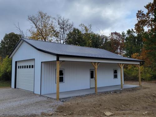 Liberty Township pole building with broken gable design (5/12 to 3/12 pitch)