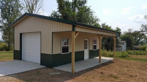 Small car garage with continuous porch in Ross, Ohio