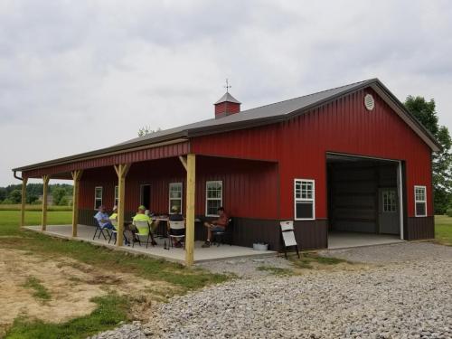 Building with broken gable porch